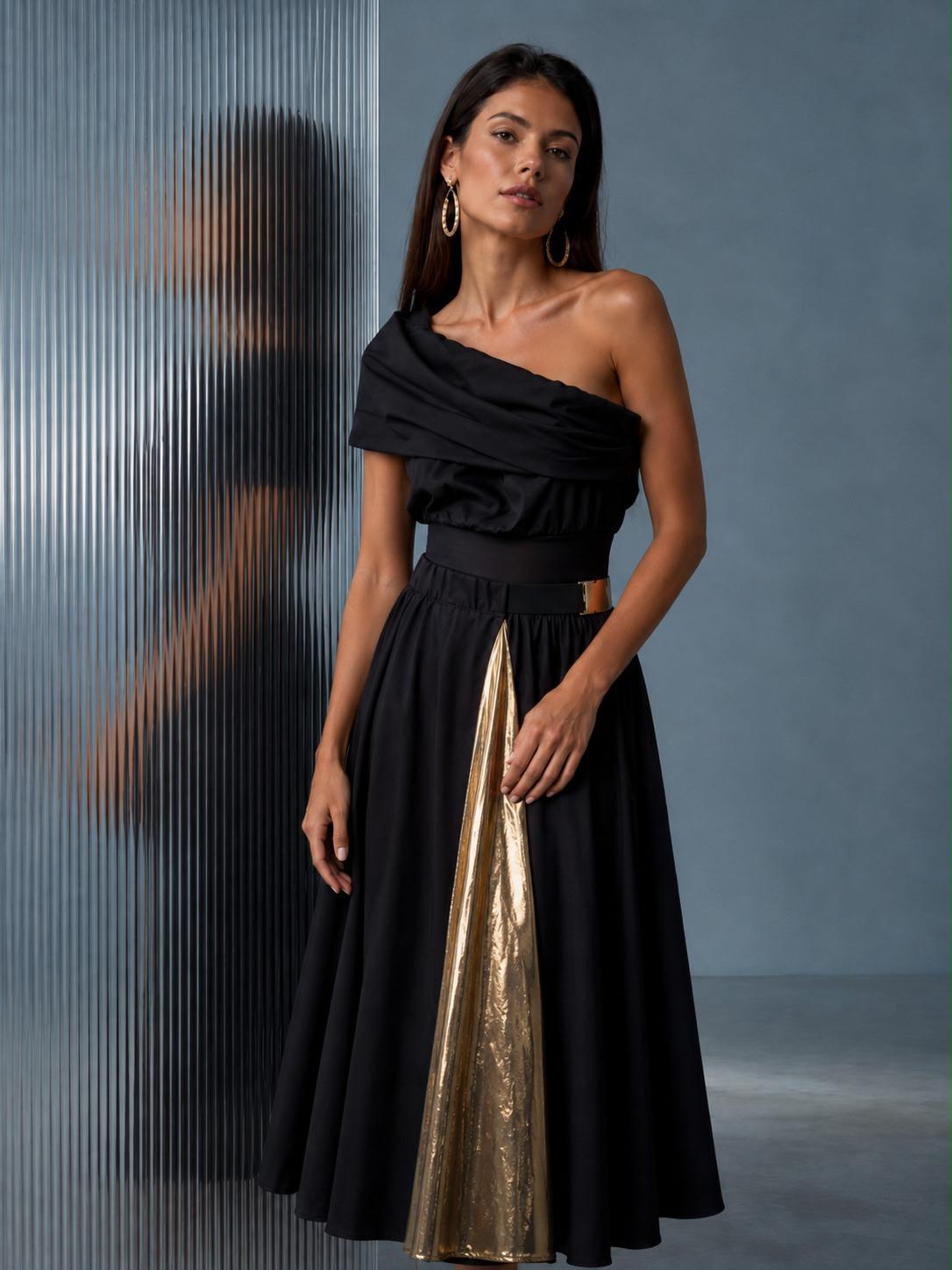 SET ROCHIE&JUMĂTATE FUSTĂ AURIE CONTRAS/T 01.5