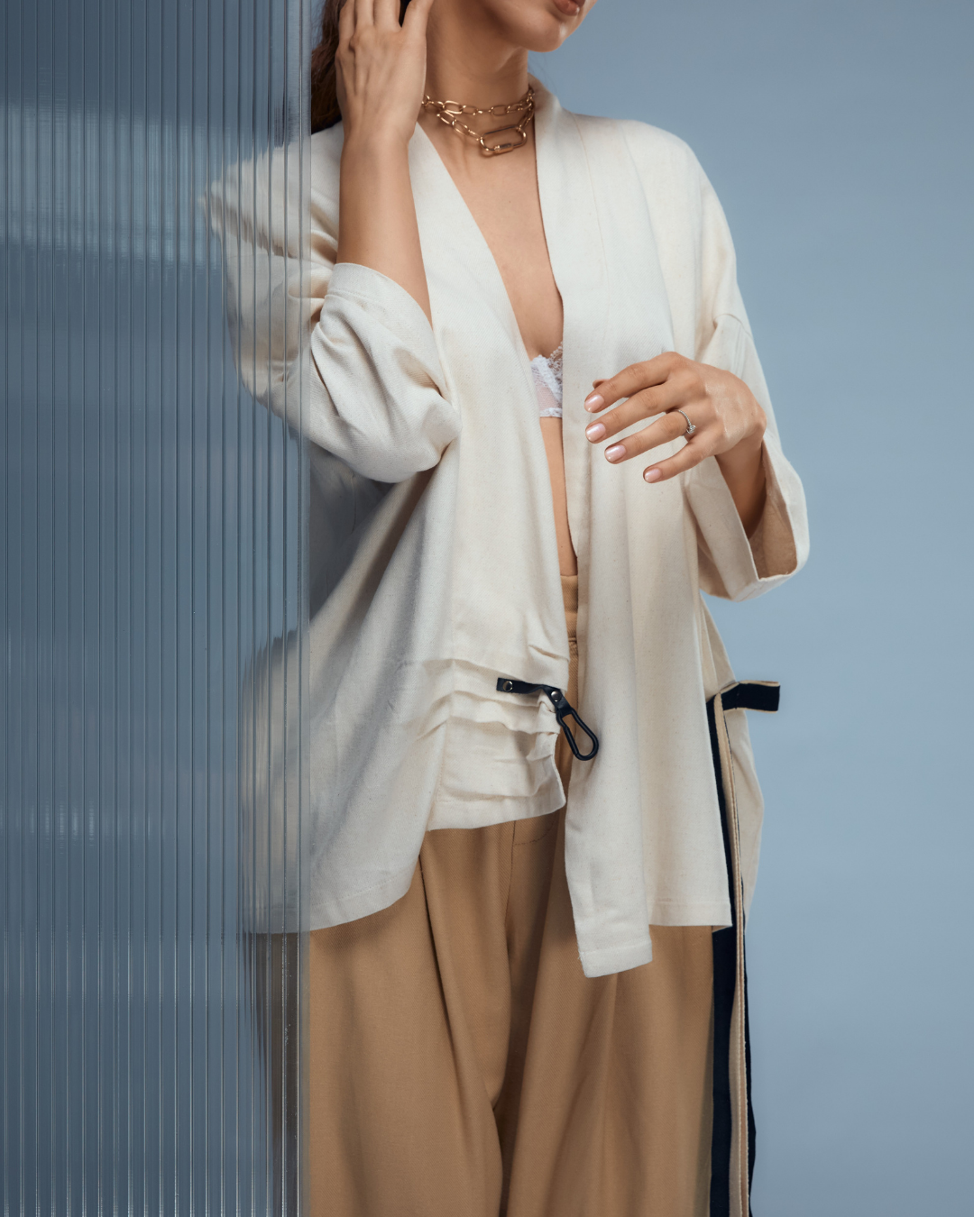KIMONO BEJ ÎNTRE/G 01.1