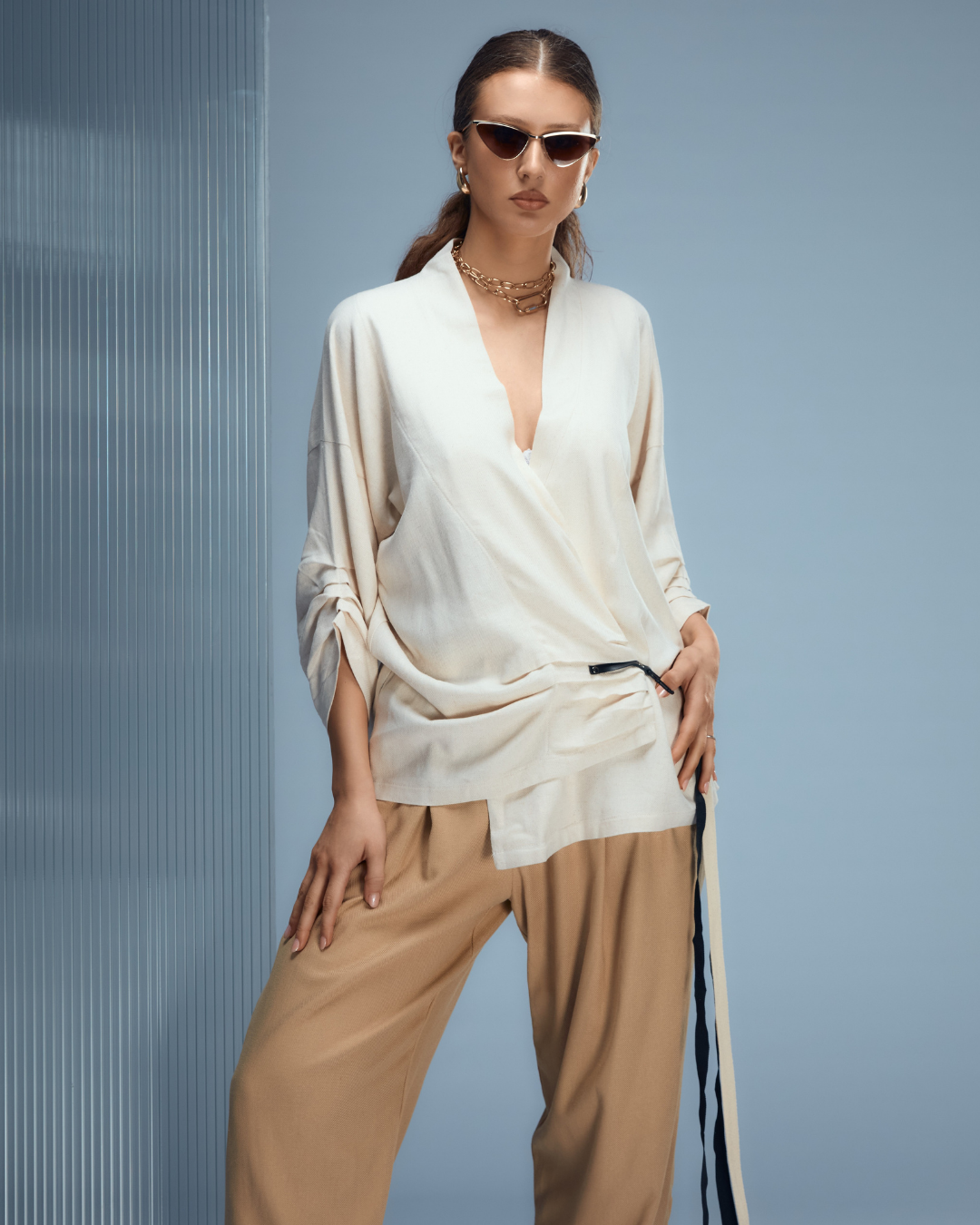 KIMONO BEJ ÎNTRE/G 01.1