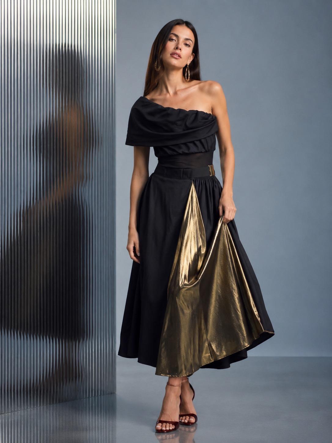 SET ROCHIE&JUMĂTATE FUSTĂ AURIE CONTRAS/T 01.5